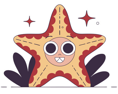 Starfish smiling happy cartoon illustrationのイラスト素材