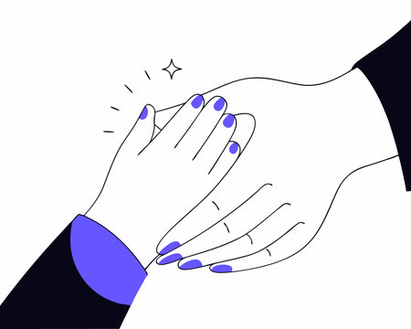 Drawing of child's hand holding his mother's hand for Mother's Day illustrationのイラスト素材