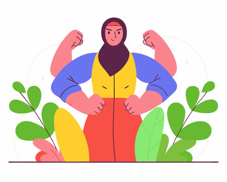 empowered Muslim woman illustrationのイラスト素材
