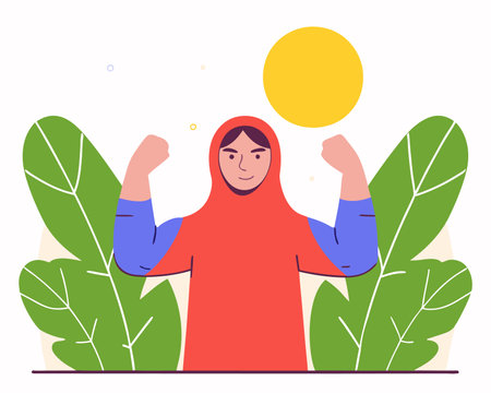 empowered Muslim woman illustrationのイラスト素材