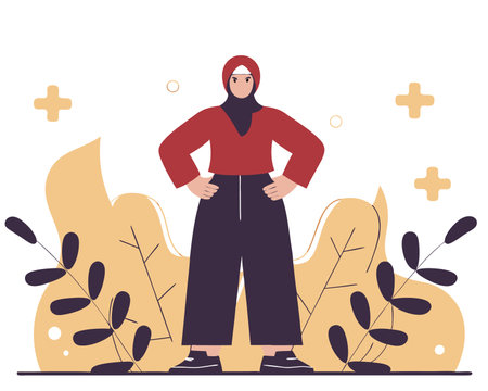 empowered Muslim woman illustrationのイラスト素材