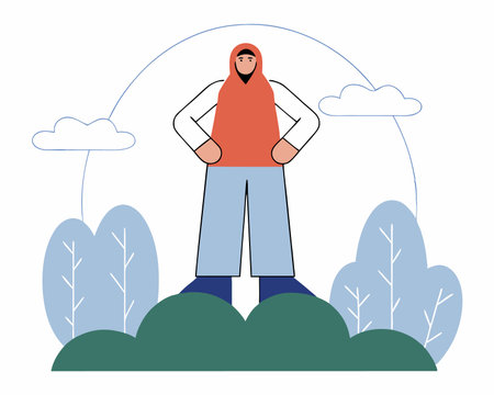 empowered Muslim woman illustrationのイラスト素材