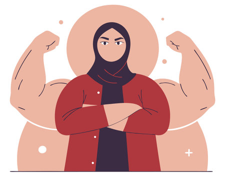 empowered Muslim woman illustrationのイラスト素材