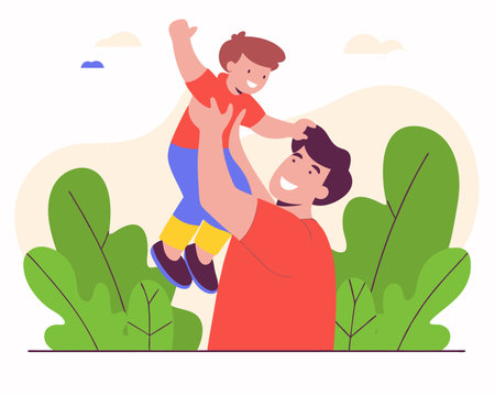 father and son for fathers day illustrationのイラスト素材