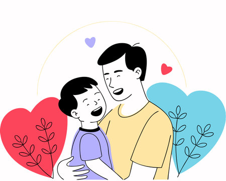 father and son for fathers day illustrationのイラスト素材