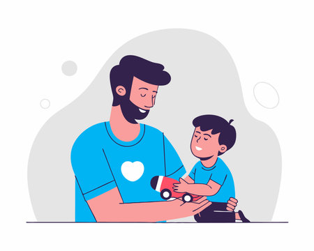 father and son for fathers day illustrationのイラスト素材