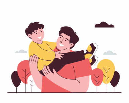 father and son for fathers day illustrationのイラスト素材