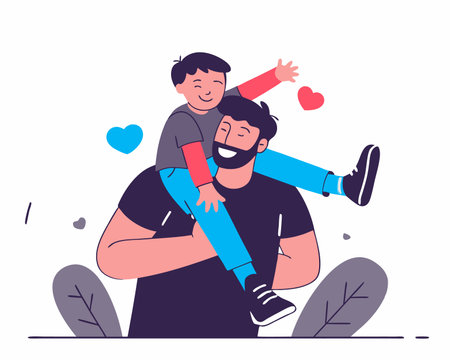 father and son for fathers day illustrationのイラスト素材