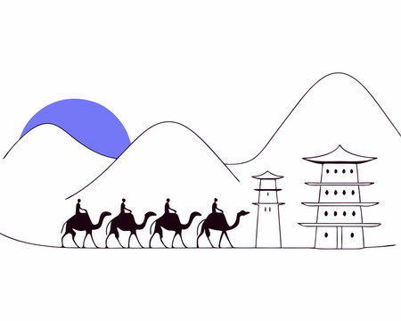 Silk road concept illustrationのイラスト素材