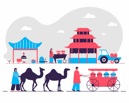 Silk road concept illustrationのイラスト素材