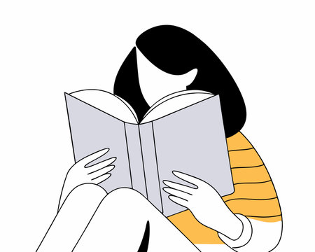 Woman reading concept illustrationのイラスト素材