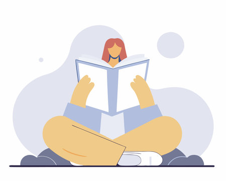 Woman reading concept illustrationのイラスト素材