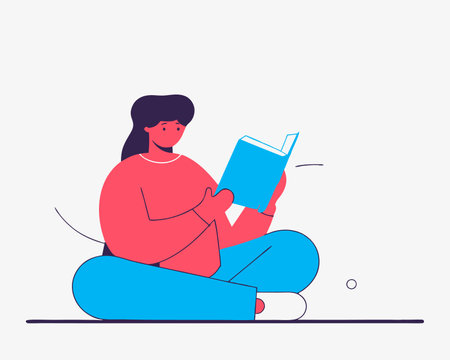 Woman reading concept illustrationのイラスト素材