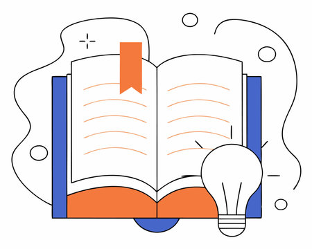 Book With Lightbulb Cartoon Vector Icon illustrationのイラスト素材