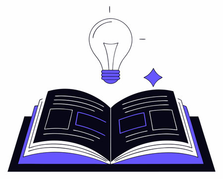 Book With Lightbulb Cartoon Vector Icon illustrationのイラスト素材