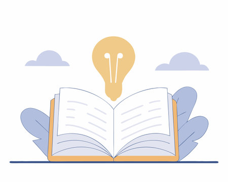 Book With Lightbulb Cartoon Vector Icon illustrationのイラスト素材