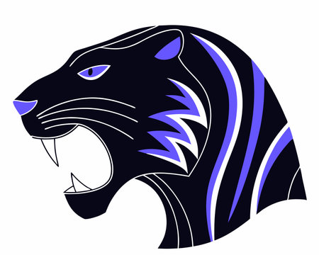 Colorful aggressive tiger head illustrationのイラスト素材