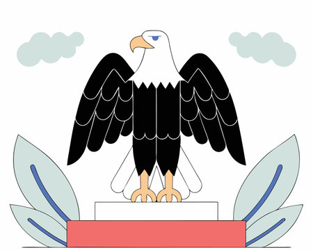 Facing eagle illustrationのイラスト素材