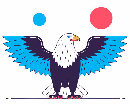 Facing eagle illustrationのイラスト素材