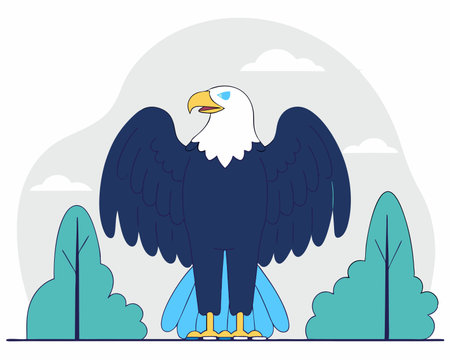 Facing eagle illustrationのイラスト素材
