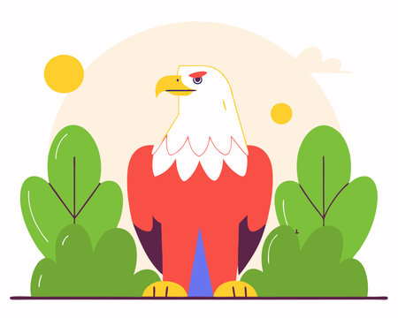 Facing eagle illustrationのイラスト素材