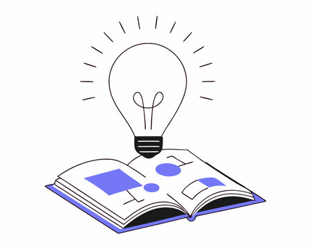 Book With Lightbulb Cartoon Vector Icon illustrationのイラスト素材