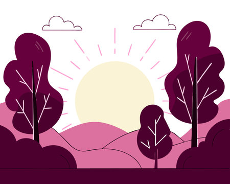 Gradient landscape with bright sunt concept illustrationのイラスト素材
