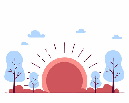 Gradient landscape with bright sunt concept illustrationのイラスト素材