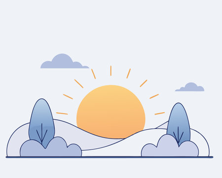 Gradient landscape with bright sunt concept illustrationのイラスト素材