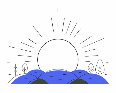 Gradient landscape with bright sunt concept illustrationのイラスト素材