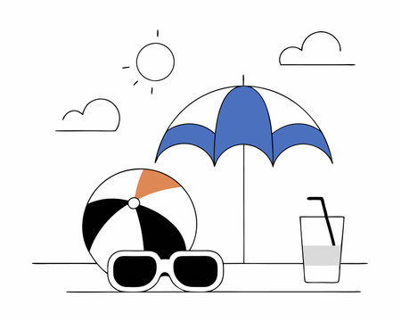 Summer vacation concept illustrationのイラスト素材