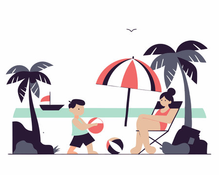 Summer vacation concept illustrationのイラスト素材