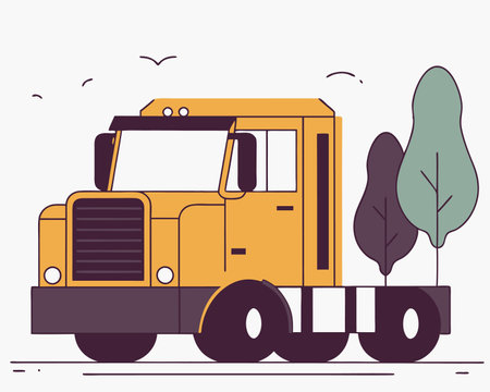 Yellow truck vehicle illustrationのイラスト素材