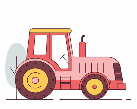 Red tractor vehicle illustrationのイラスト素材