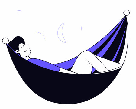 Sleeping in a hammock concept illustrationのイラスト素材