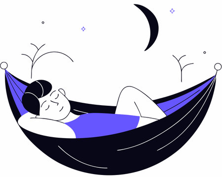 Sleeping in a hammock concept illustrationのイラスト素材