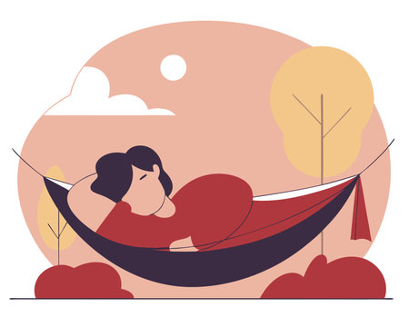 Sleeping in a hammock concept illustrationのイラスト素材