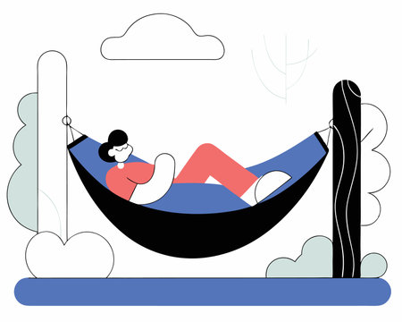 Sleeping in a hammock concept illustrationのイラスト素材