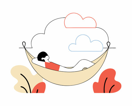 Sleeping in a hammock concept illustrationのイラスト素材