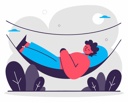 Sleeping in a hammock concept illustrationのイラスト素材