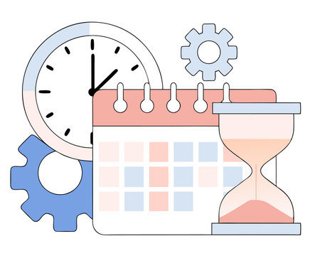 Time control concept clock hourglass calendar illustrationのイラスト素材