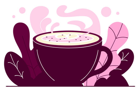 Coffee cappuccino in ceramic cup illustration vector on white backgroundのイラスト素材