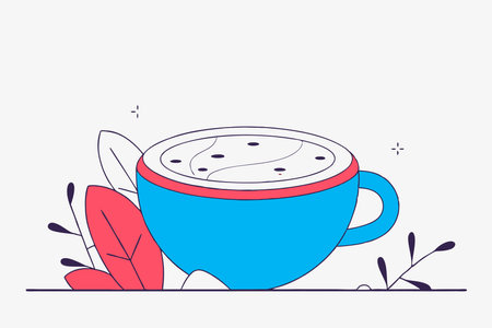 Coffee cappuccino in ceramic cup illustration vector on white backgroundのイラスト素材