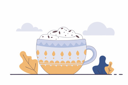 Coffee cappuccino in ceramic cup illustration vector on white backgroundのイラスト素材