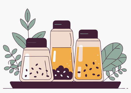 Collection of Seasoning illustration on white backgroundのイラスト素材