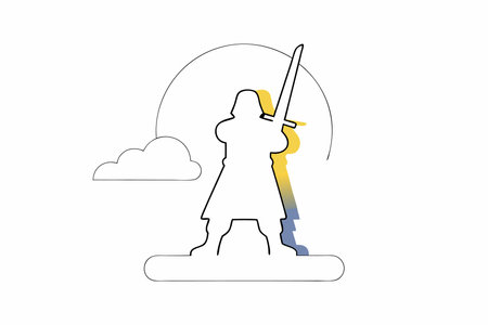 Gradient samurai silhouette illustration vector on white backgroundのイラスト素材
