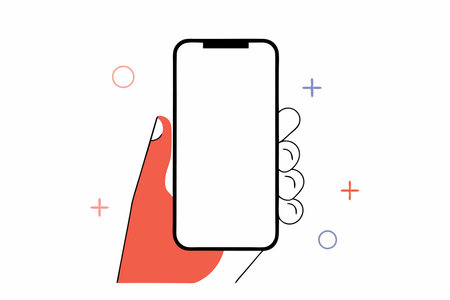 Hand holding smartphone with blank screen illustration vector on white backgroundのイラスト素材