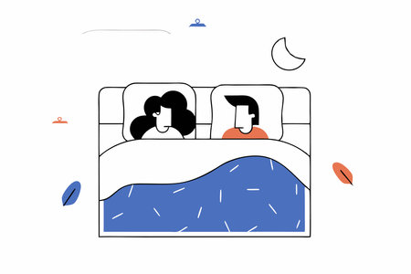 Men and women sleep on pillows in bed at home set illustration vector on white backgroundのイラスト素材