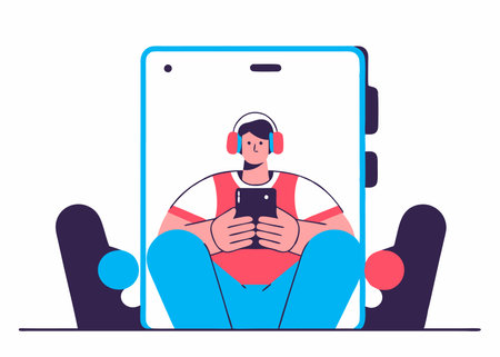 Pro gamer mobile illustration vector on white backgroundのイラスト素材