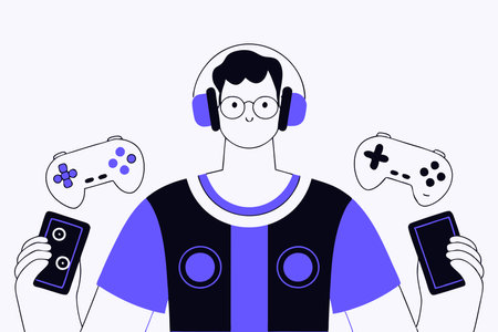 Pro gamer mobile illustration vector on white backgroundのイラスト素材